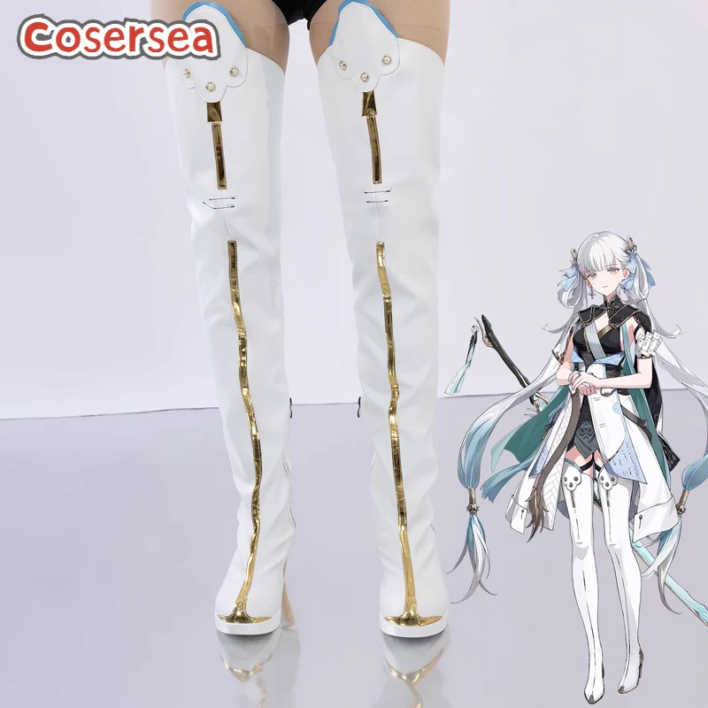 Cosersea Jinhsi Cosplay Shoes Game Wuthering Waves Jinhsi Cosplay Shoes Role Play White PU Leather Cos Halloween Cosplay Boot