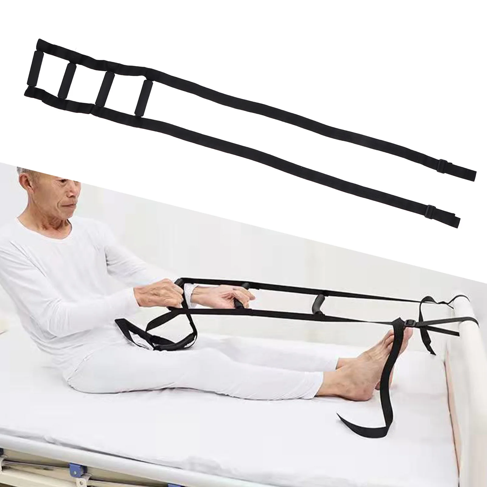 Bed Ladder Assist Strap Pull Up Sit Up Rope Ladder with 4 Handle for Elderly Injury Recovery Patient Recovery Assist Device