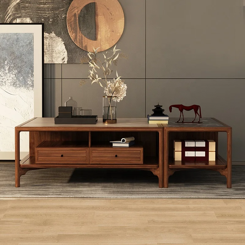 Mesa de centro de escritorio de mármol para el hogar chino, mesa de centro con función de almacenamiento