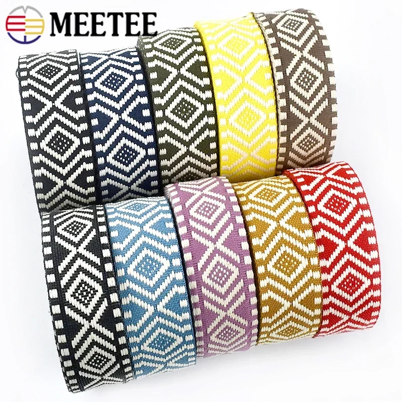 5/10/20M Meetee 38mm Jacquard Webbing Polyester Cotton Ribbon Tapes Bag Strap Lace Band Luggage Straps Sewing Bias Accessories