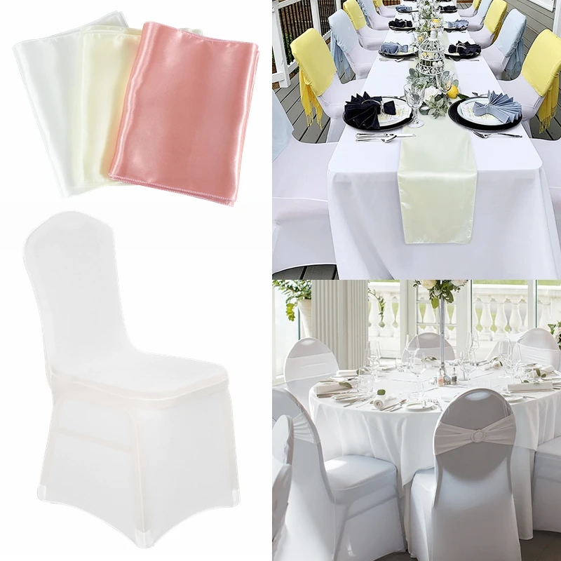 

Wedding Chair Cover Table Runner Business Activity Restaurant Banquet Hotel Exhibition Reusable Chair Cover for Home Event Party