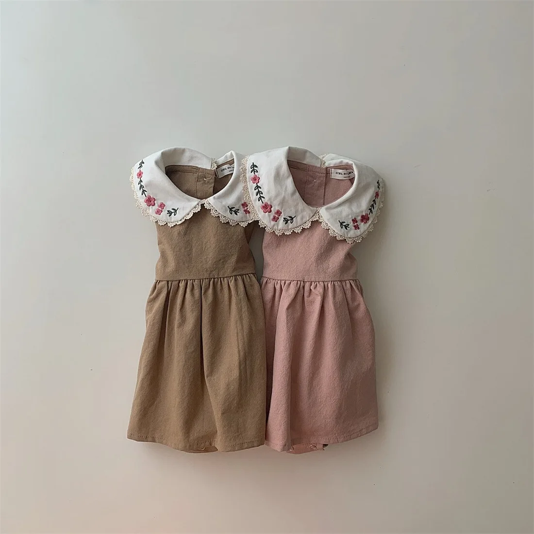 Baby Girls\' Spring Autumn Long Sleeved Dress Children Doll Collar Embroidered Newborn Pure Cotton Casual Toddler Girl Clothes