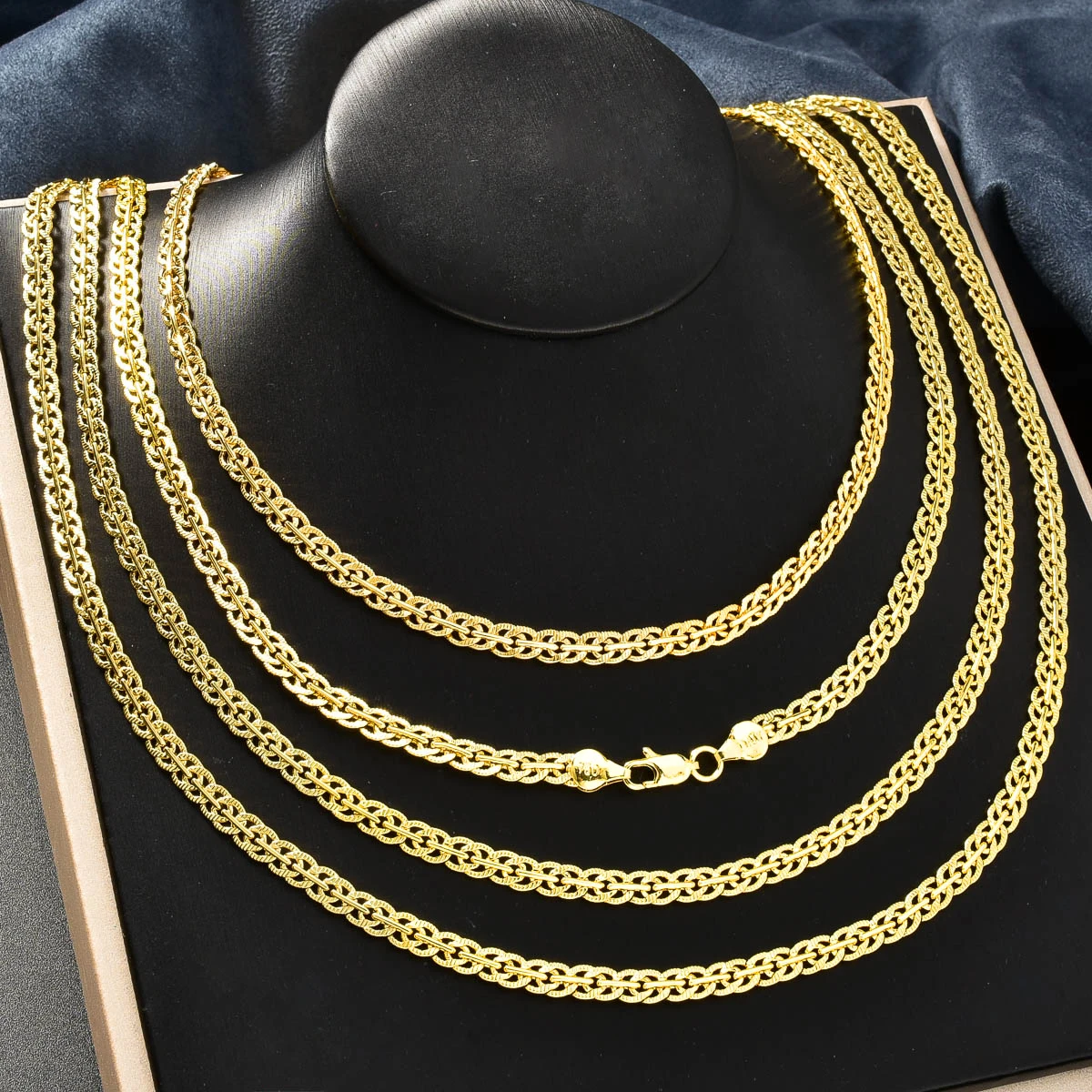 18K Gold Plated Link Chain Necklace for Women Man Cross 5mm Width Gold Color Choker Classic Trendy Daily Wear Wedding Party Gift