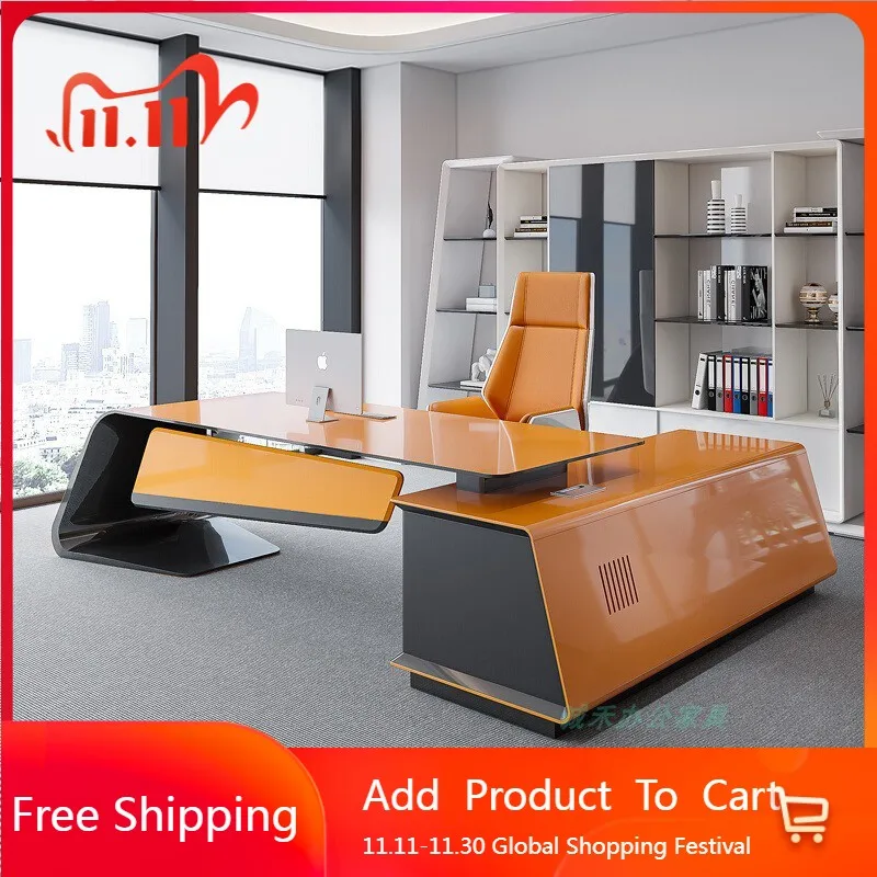 

Conference Work Office Desk Filing Cabinets Minimalist Modern Office Desk European Unique Boss Wooden Bureau Home Furniture