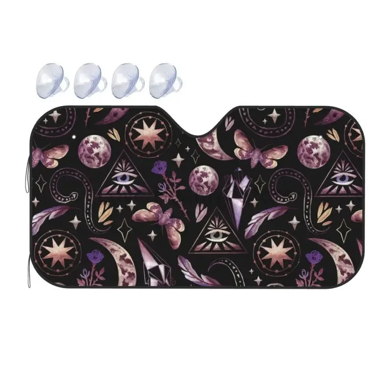 

Tarot Moon Butterfly Magic Goth Car Windshield Sunshade Folding Front Window Sun Shade Auto Sun Visor Car Blocks UV Rays