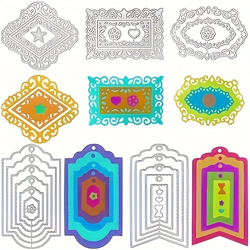 

Metal Cutting Dies for Card Making, Lace Layered, Hanging Tags, DIY Scrapbook, Album Border Decoration, New, 2025, 5Pcs