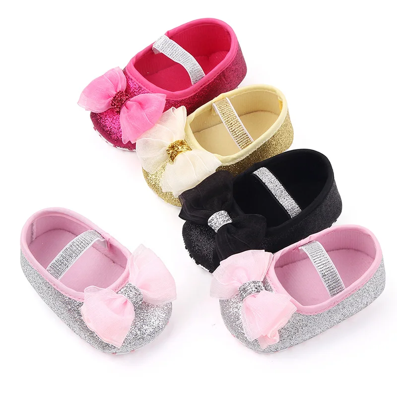 Baby Girls Shoes Soft Sole Non-slip Newborn Sweet Bowknot Princess Shoes First Walkers Infant Toddler Walking Shoes 0-18Month