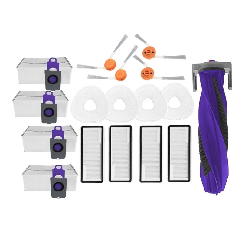 ملحقات المكنسة الكهربائية KEOL-فرشاة دوارة بديلة وفرشاة جانبية وسادات ممسحة ومرشح أكياس الغبار (17 قطعة) لـ NARWAL Freo X10 Pro/YJ #2