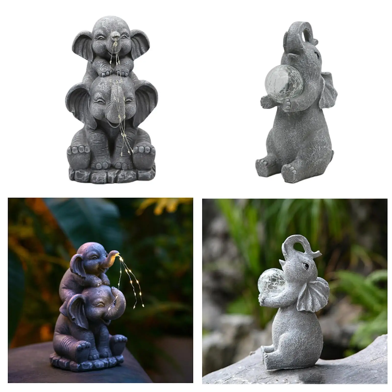 

Solar Outdoor Elephant Statue Outside Garden Sculpture for Housewarming Yard