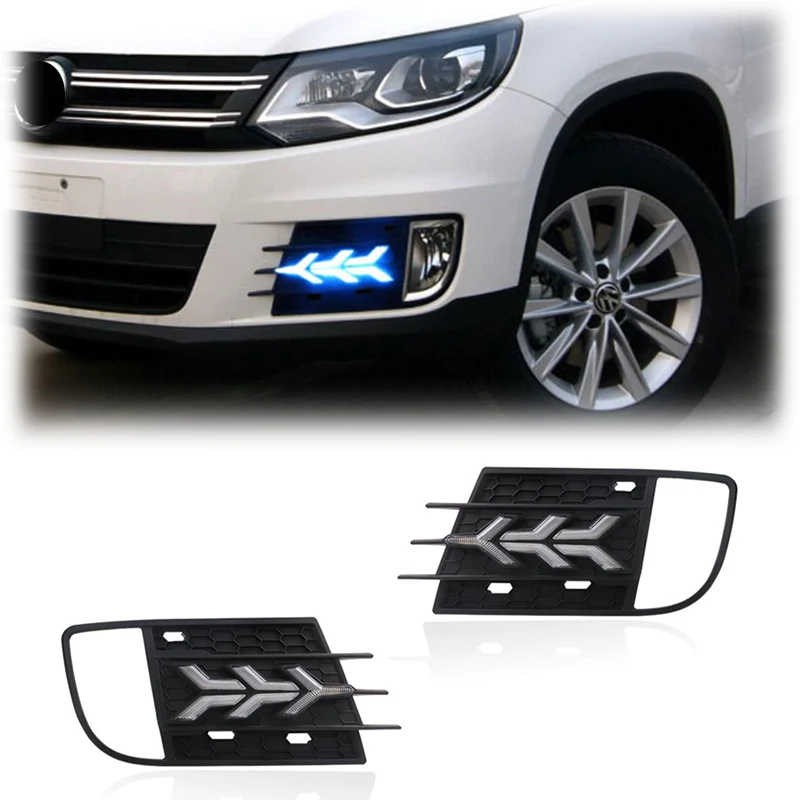 

Gobison DRL With Yellow Signal Foglamp Car LED Daytime Running Light For Volkswagen VW Tiguan 2014-2018 Fog Lights