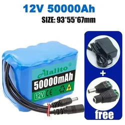 Portable Super 12V 20Ah-50Ah Battery 3S5P Rechargeable Lithium Ion Battery Pack Capacity DC 12.6v10Ah CCTV Cam Monitor+Charger