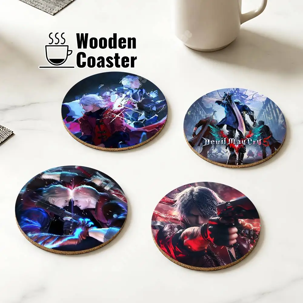 D-Devil M-May C-Cry DMC Wooden Cup Mat Cappuccino Vodka Juice Water Coaster for Flower Shop