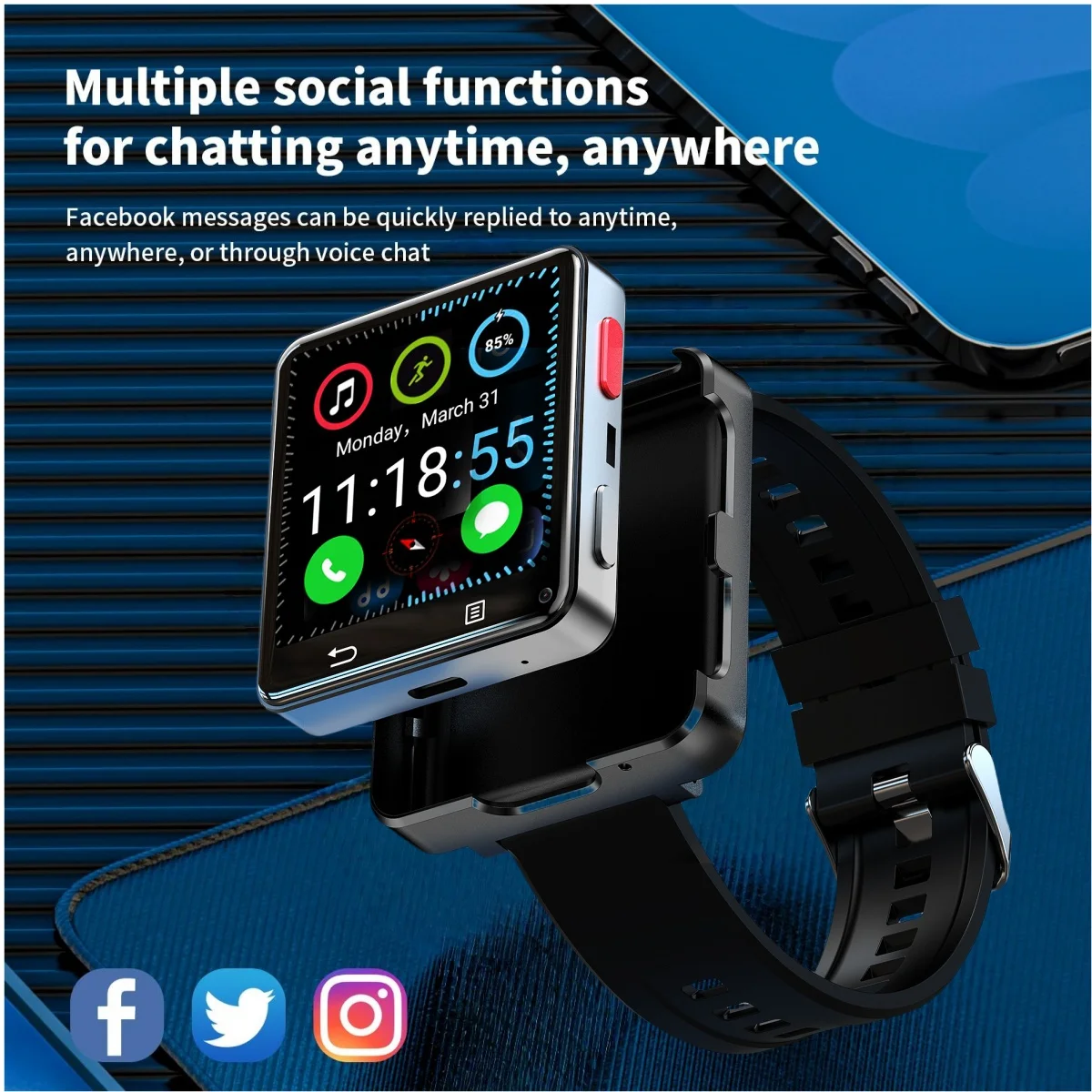 

New S222 Smart Watch Phone 2.64inch Larger Screen Android 11.0 Smartwatch With 500W Dual Camera GPS WIFI Sim Card Slot 64GB ROM