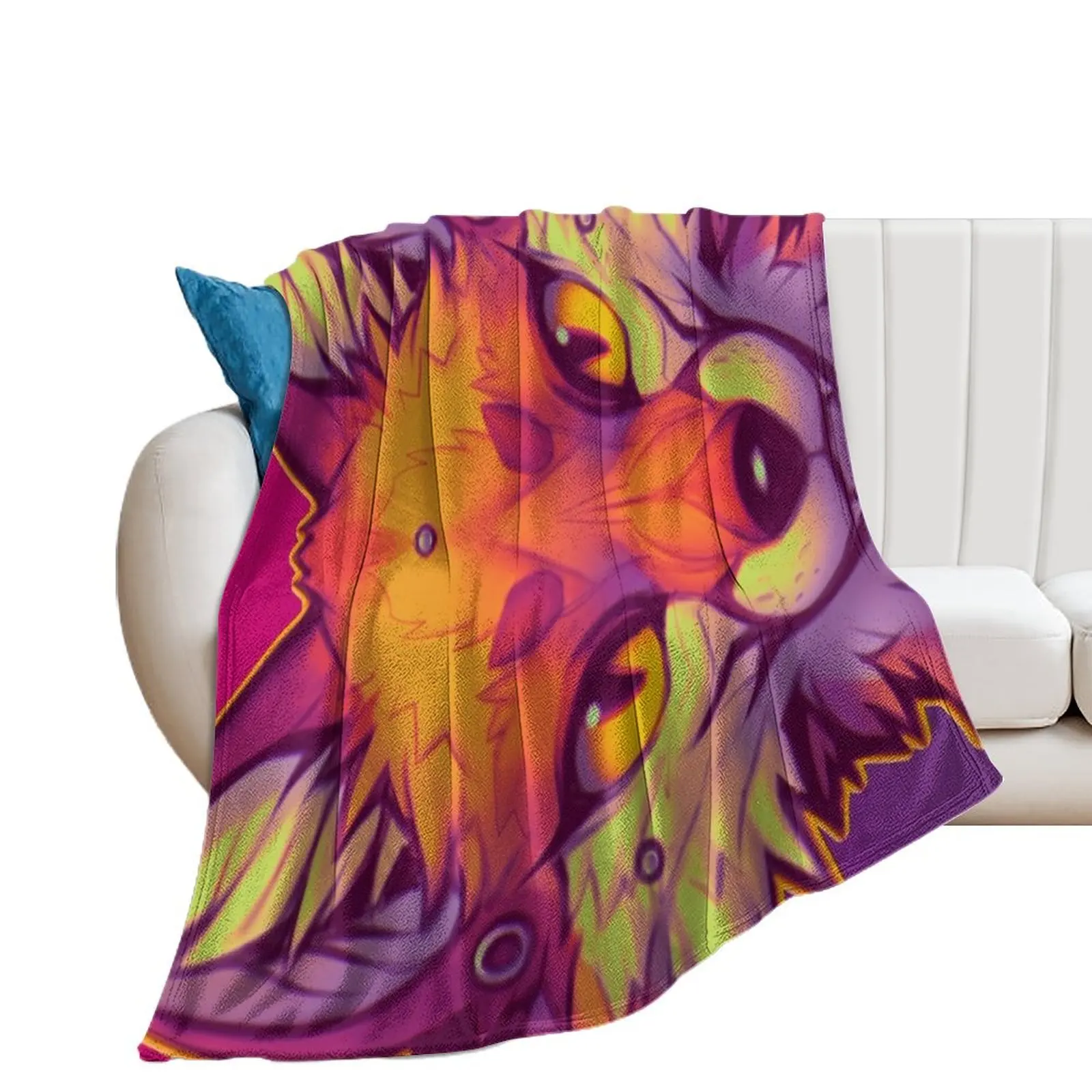 

FOX FACE Throw Blanket Shaggy Decorative Beds Blankets