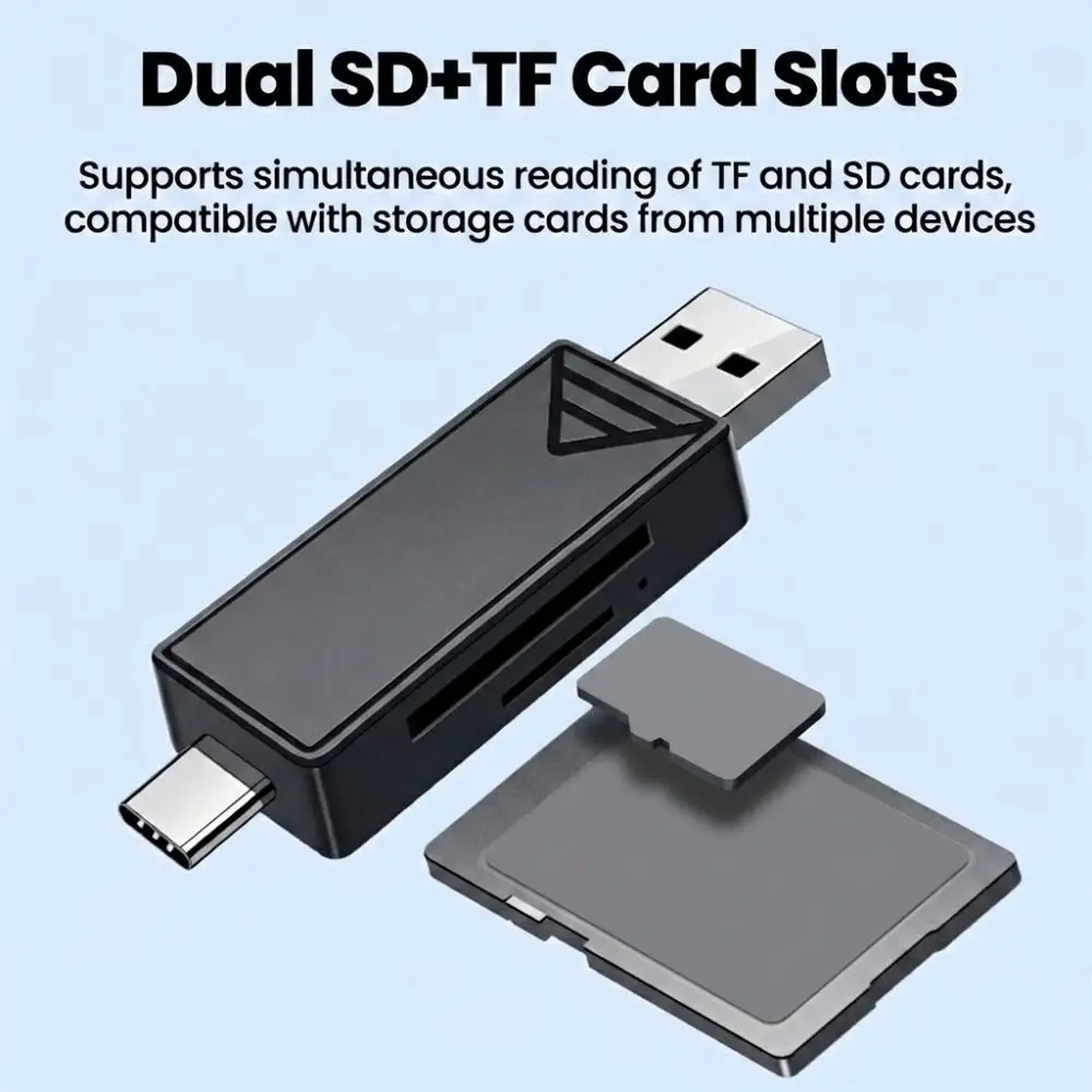 2-in-1 USB 3.0/2.0 Card Reader 2TB Large Capacity Dual-Slot TF/SD Card Adaper Portable Multifunctional High Speed Adaper