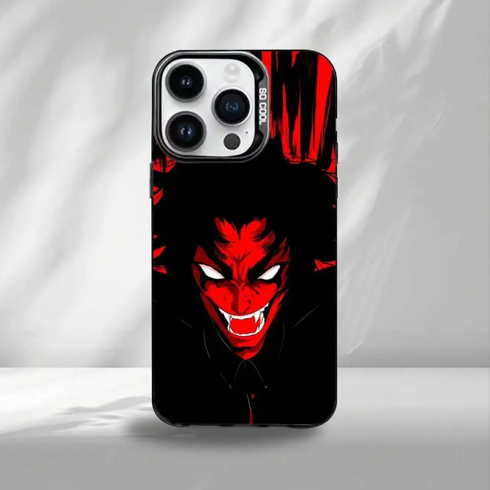 Funda de teléfono Devilman Crybaby para iPhone17,16,15,14,13,12,11 Plus,Pro Max, cubierta interior chapada en plata de color negro