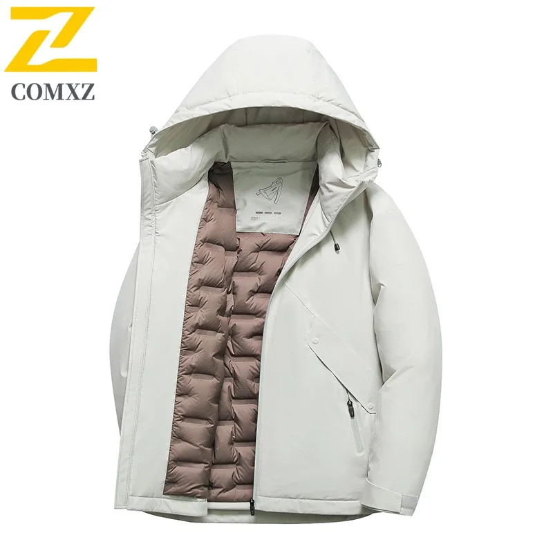 

COMXZ Mens Down Jacket Premium Outdoor Camping Thickened Warm Filler Down Leisure Self-cultivation Autumn Winter Windbreaker
