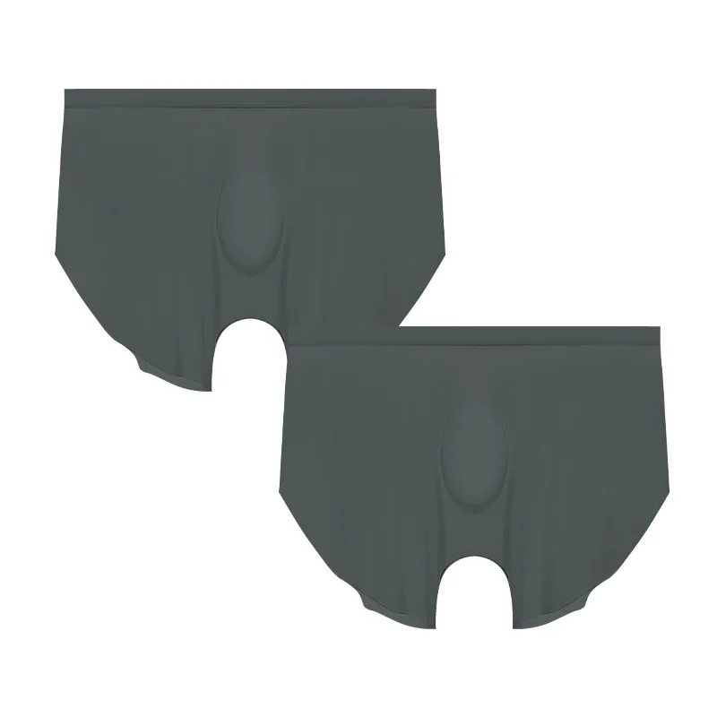 

Мужское бесшовное нижнее белье из ледяного шелка, 2 шт., с 3D-вышивкой, брюки с прямыми штанинами, летние тонкие брюки, удлиненные спортивные шорты.