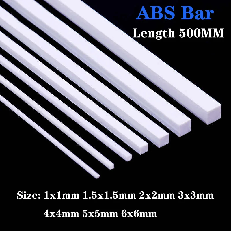 ABS Bar Plastic Solid Square Rod DIY Handmade Sand Table Building Model Decoration Material 1x1/1.5x1.5/2x2/3x3/4x4/5x5/6x6mm