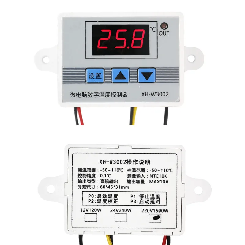 W3002 Digital LED Temperature Controller Thermostat Control Switch Probe Sensor With Temperature correction 220V 12V 24V 40%OFF