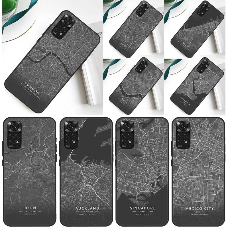 Ins Travel Country Sketch City Map Case For Xiaomi Redmi Note 12 11 10 9 8 Pro 9S 10S 11S 12S Redmi 12C 9A 9C 10A 10C Coque