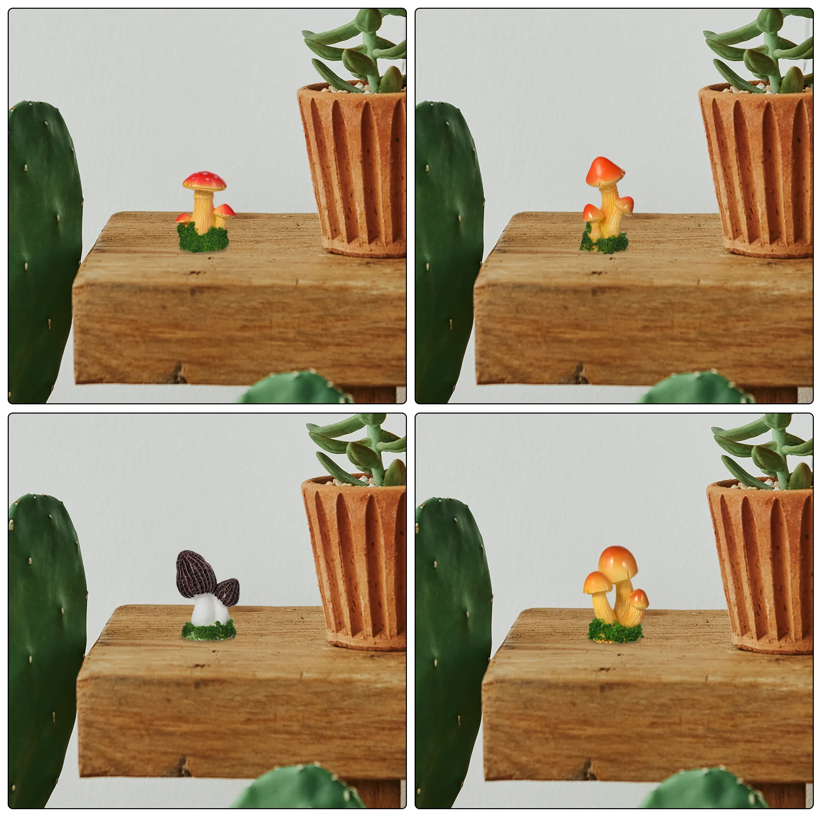 

4pcs Resin Mini Mushrooms Realistic Garden Decor For Terrarium Bonsai Potted Plants Micro Landscape Decoration