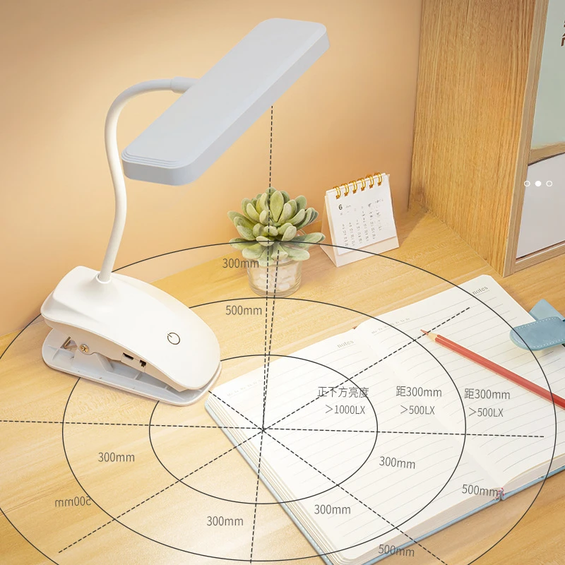 Imagem -04 - Flexível Estudo Abajur com Clip Usb Recarregável Desk Lamp Cabeceira Night Light Estudo Quarto Leitura Trabalho de Escritório 360 °