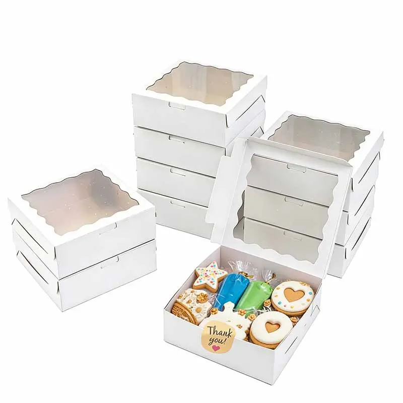 10/20 Stück weiße Keksdose mit Fenster für Leckereien, Gebäck, Donuts, Schokolade, Erdbeeren, Geschenkbox, Hochzeit, Geburtstag, Partyzubehör