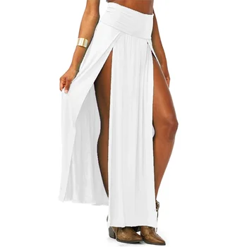 High-Waist Double-Slit Maxi Skirt 3 New Arrival High Waisted Sexy Womens Double Slits Summer Solid Long Maxi Skirt Wholesale 51 Valentine's Day Gifts 3