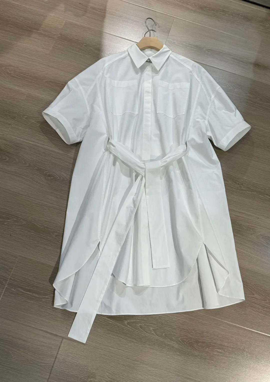 Robe chemise à lacets pour femmes, robes décontractées à manches courtes, coton, printemps, été, nouveau, 2024