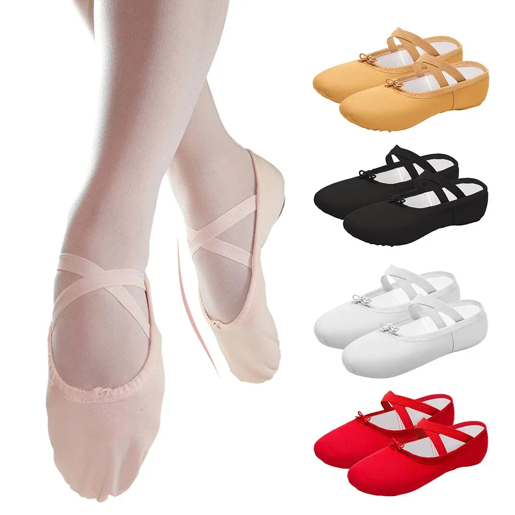 1Pair Girls Ballet Shoes Canvas Soft Sole Ballerina Ballet Dance Slippers Children Practise Ballerina Shoes Woman Dance Shoes