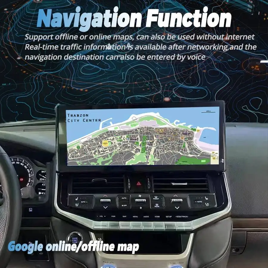12.3inch Android Multimedia Video Player For Toyota Land Cruiser 300 LC300 2023 2024 2025 Car GPS Stereo Navigation Carplay Auto