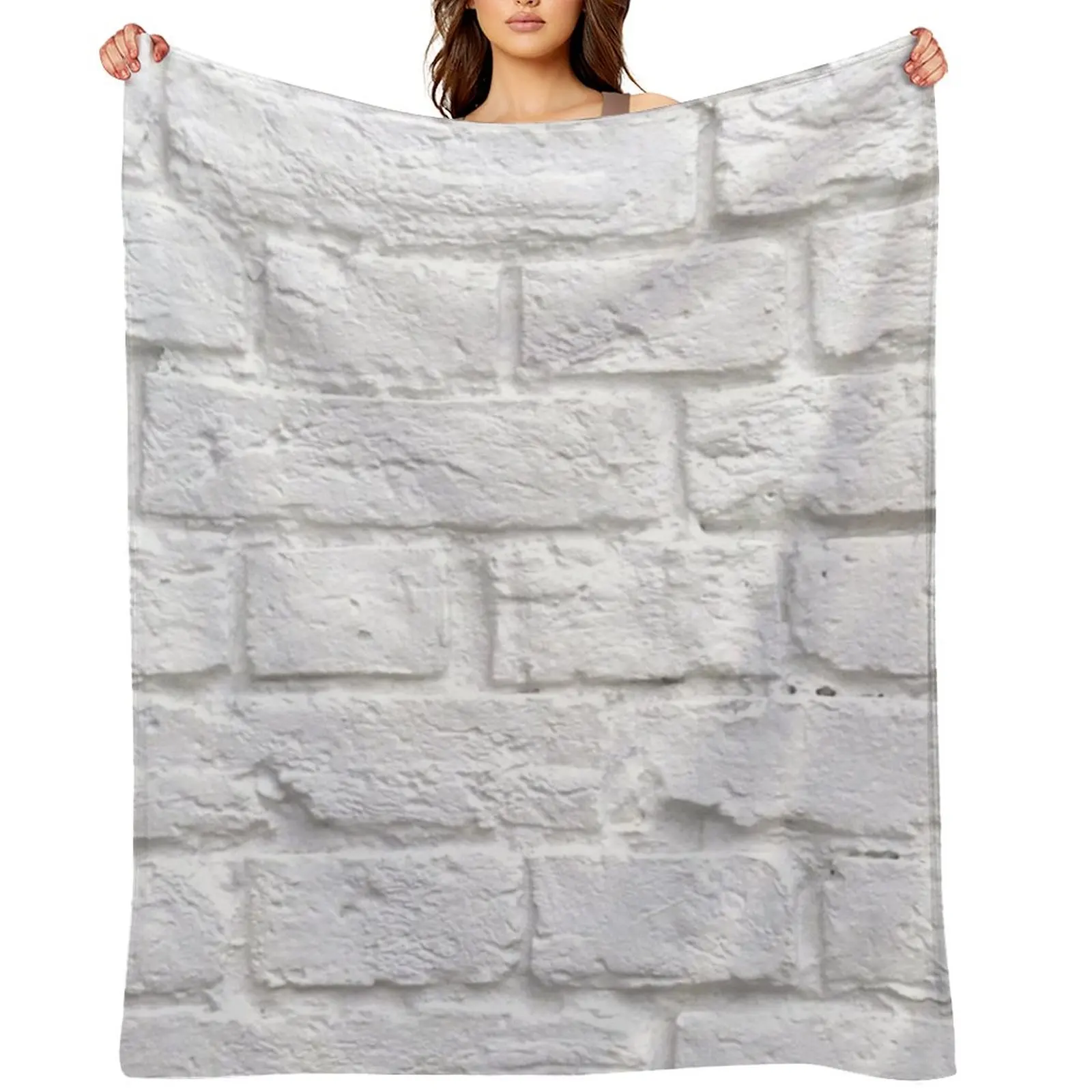 

Simple White Brick Wall Throw Blanket Flannel Bed linens Nap Sofa Throw Blankets