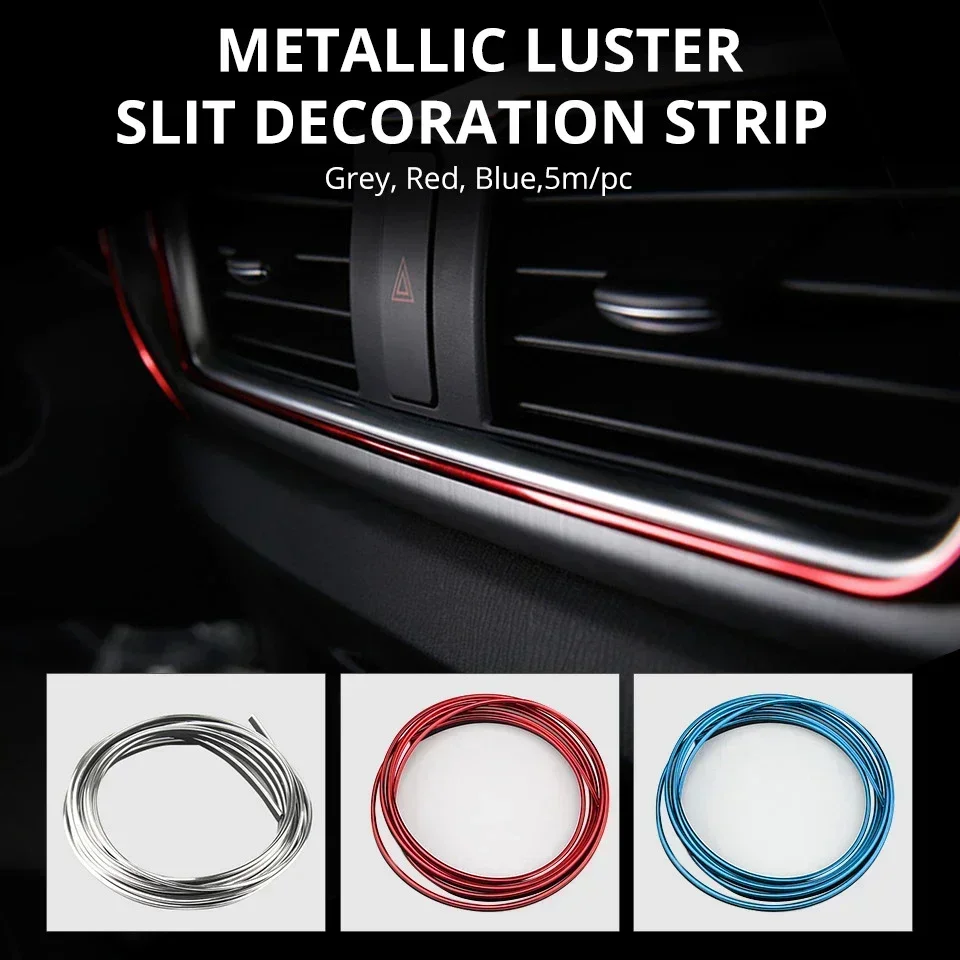 

5M Car Styling Interior Decoration Strip Chrome Silver Blue Red Moulding Trim Air Dashboard Door Edge Auto Accessories