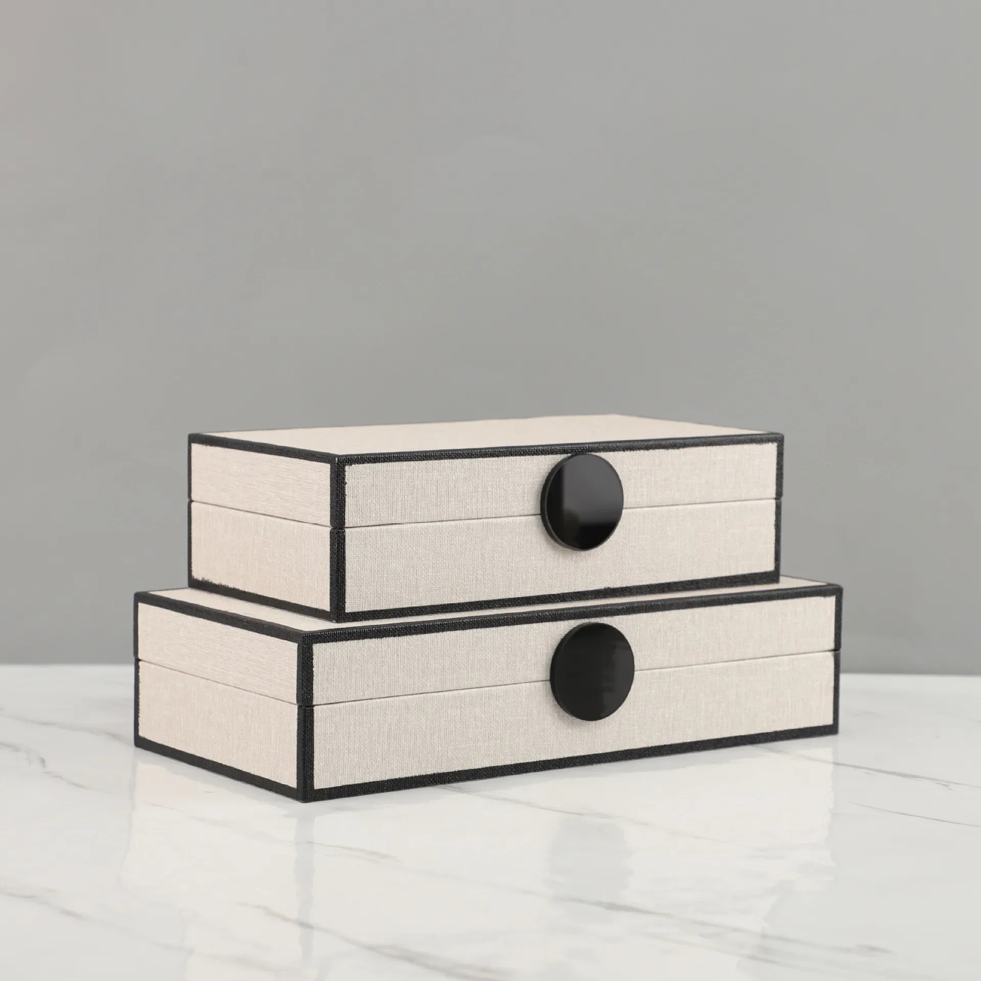Wooden Storage Box Jewelry Box Geometric Rectangle Felt Fabric Desk Storage Container Organizer Jewelry Organizer