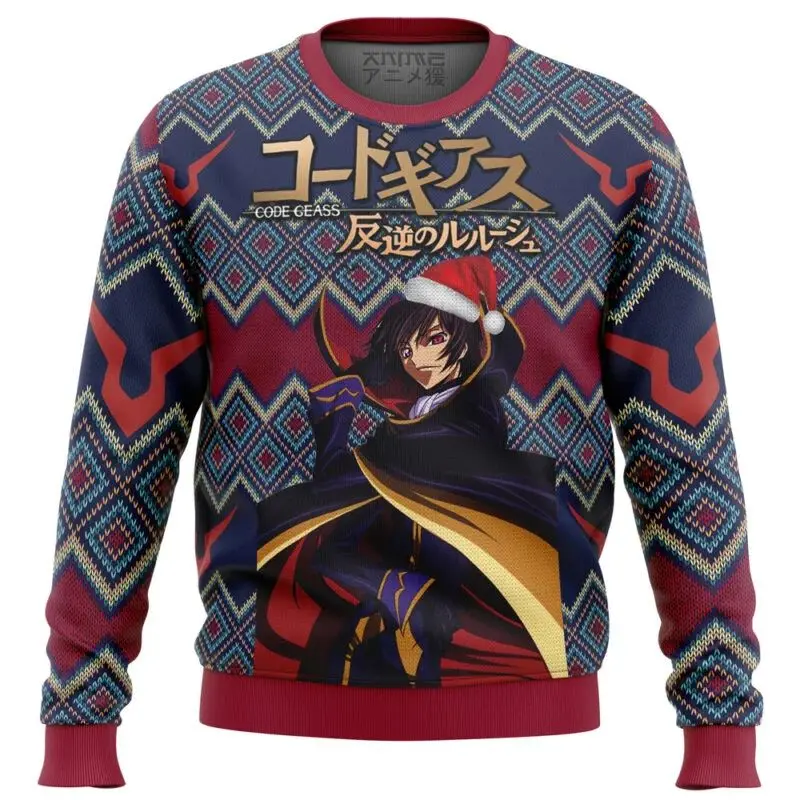 Symbol Lelouch Code Geass Ugly Christmas Sweater Gift Santa Claus Pullover Men 3D Sweatshirt And Top Autumn And Winter Clothi