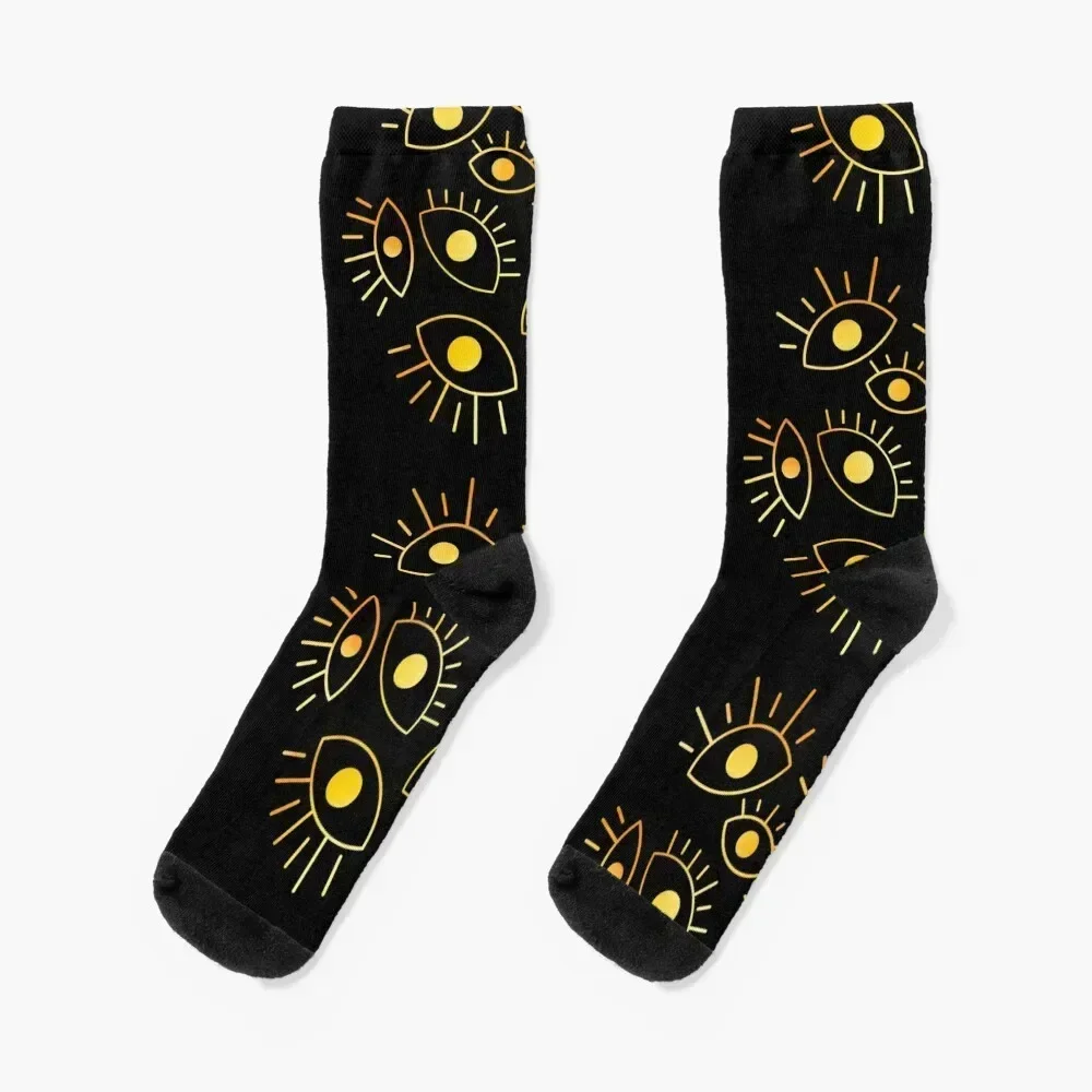 عيون الفراغ - جوارب Golden Fire Socks للرياضات السعيدة والترفيهية لكرة القدم الشتوية للفتيات والرجال
