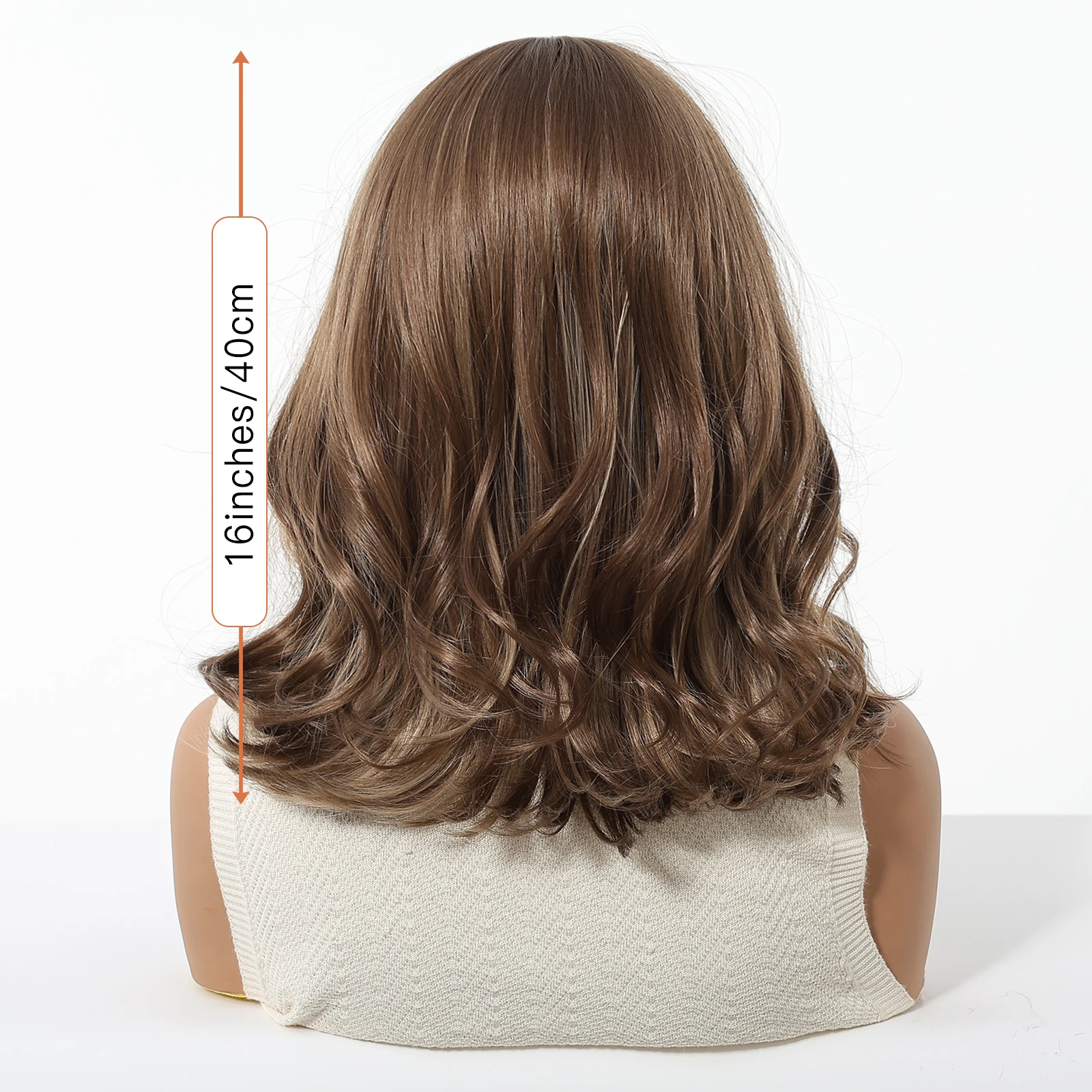 Honey Brown Synthetic Wig Short Wavy Wigs with Medium Part Bangs Cosplay Daily Lolita Curly Hair Wigs for Women Heat Resistant