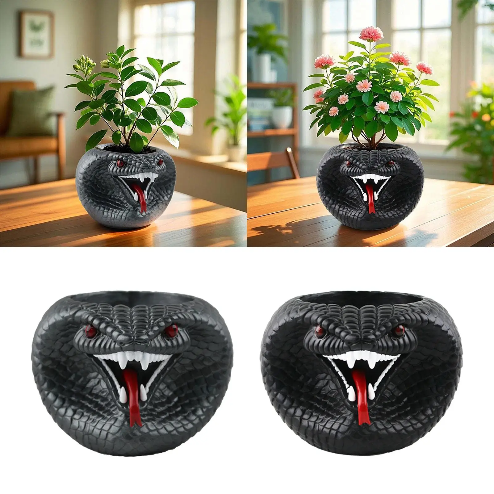 

Resin Flower Pot Snake Planter Ornament Decoration Display for Indoor Plants Plants Planter Flowerpot for Balcony Shelf Desk