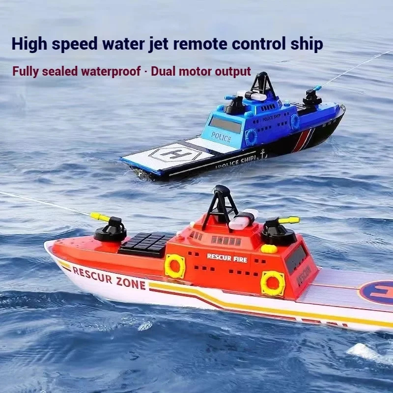 

Large Remote Control Boat 2.4g Eight Way Wireless Remote Control Sprinkler Fire Boat Water Police Boat Water Warship Kids Toys