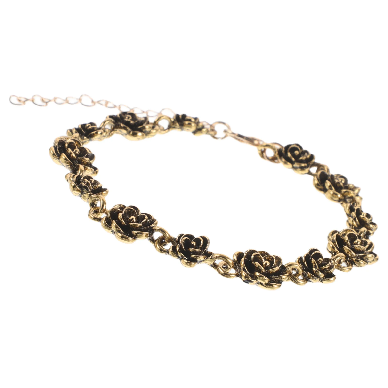 

Roses Bracelet For Women Vintage Charm Flowers Alloy Elegant Dainty Jewelry Romantic Link Chain Teen Girls Wedding Accessories