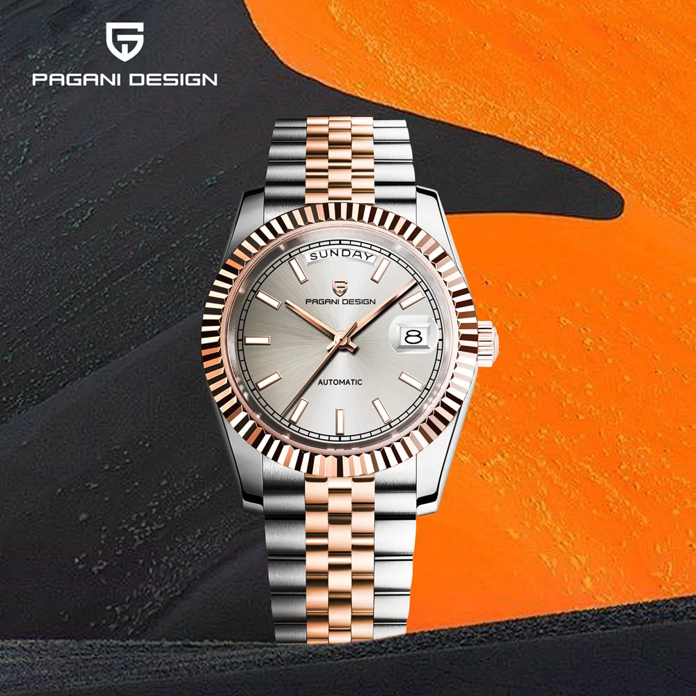 2026 New PAGANI DESIGN Enamel Gradient Dial Men's Watch Silver Gold Luxury Automatic Watches For Men Waterproof Mechanical Clock