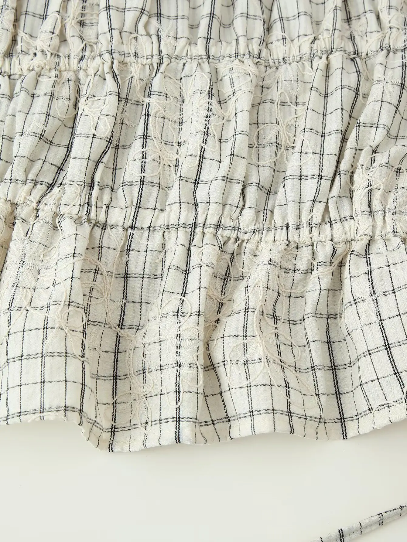 Spring Plaid Embroidered Bow Short Sleeve Blouse Tops and A-line Side Zipper Skirt Women Casual Office Lady Daily Commuting Set