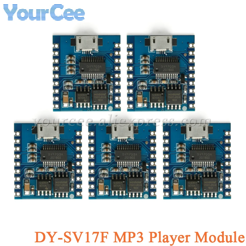 10 sztuk/1 sztuk DY-SV17F Odtwarzacz MP3 Moduł głosowy 4MB Flash Odtwarzanie głosu 8-kanałowy wyzwalacz IO Sterowanie portem szeregowym Pobierz USB