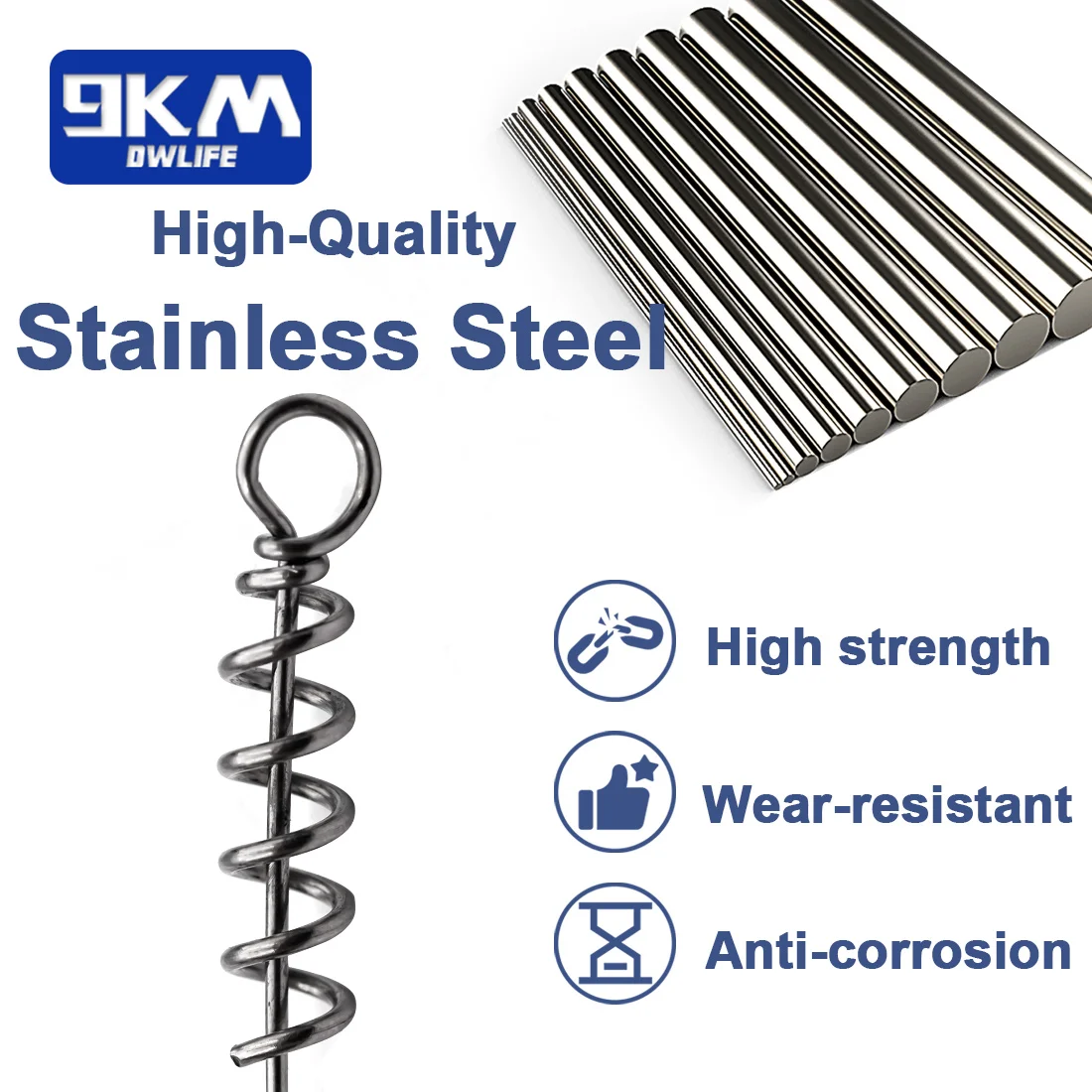 9KM 50Pcs Angeln Weicher Köder Frühling Twist Lock Schraube Angeln Zentrum Schraube Angeln Centerpin für Süßwasser und Salzwasser – Detail 1