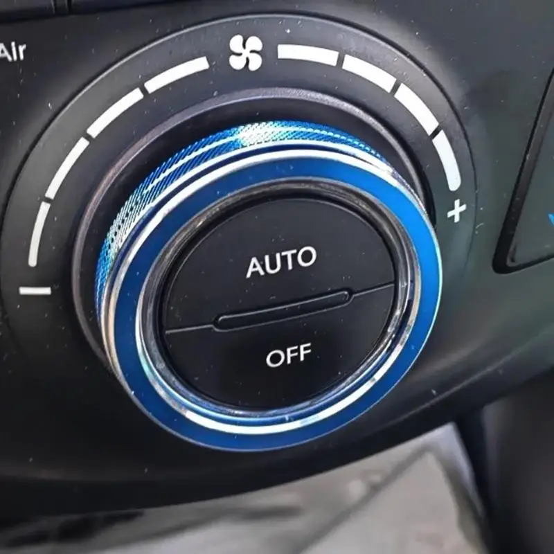 For  Ix45 2013-2017 Car Dashboard Central Air Conditioner Knob Decoration Ring Metal Trim Cover Car Interior Accessories