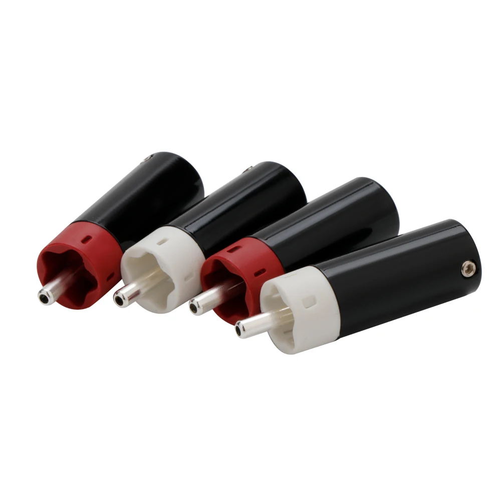 4PCS RCA Plug Silver Plated Tellurium Copper RCA Plugs Five-pointed Star Shape Signal Connectors Plug Extension Adapter DIY Cabl