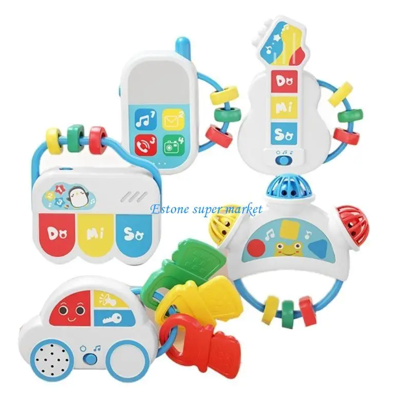 090B Babyrammelaar Speelgoed Muziekinstrument Muziektelefoon Zintuiglijk speelgoed Pasgeborenen Cadeau Muzikale shaker Telefoon