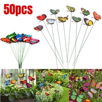 50/10Pcs 3D Simulation Butterflies Garden Yard Planters Colorful Dragonfly Stakes Outdoor Butterfly Stakes Decor Flower Pots