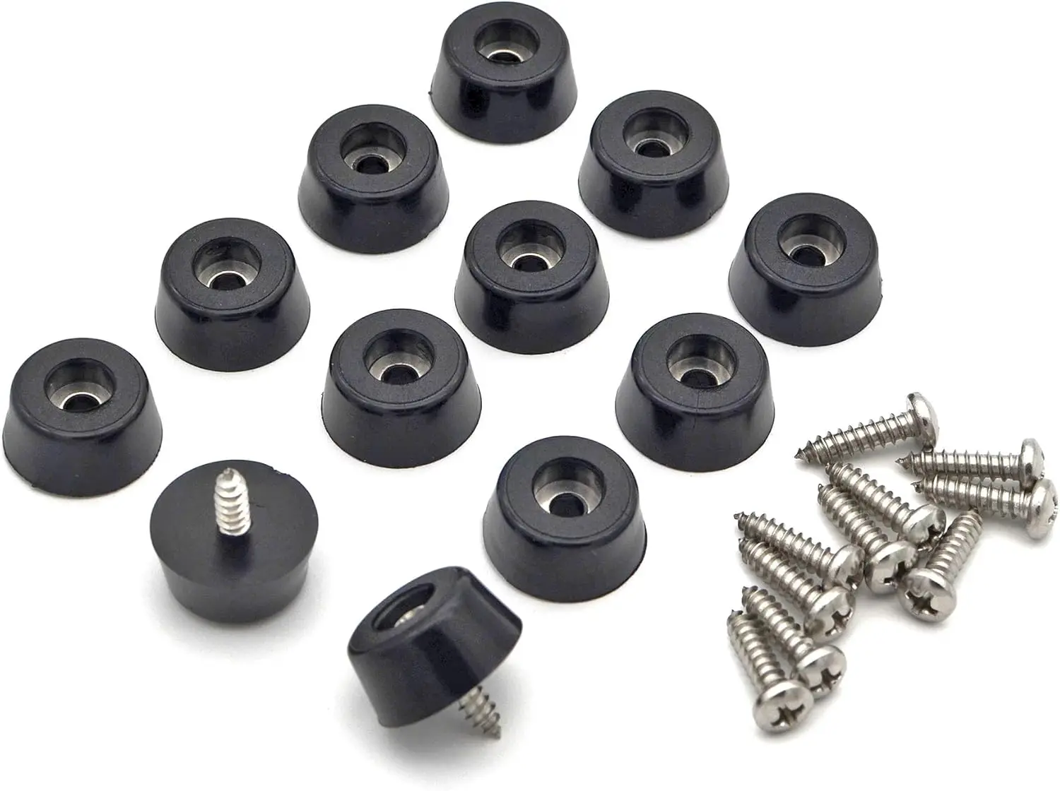 

12-Pack Rubber Feet for Cutting Board with Stainless Screws, Non-Slip Bumper Feet for Electronics 13/16" W x 3/8" H